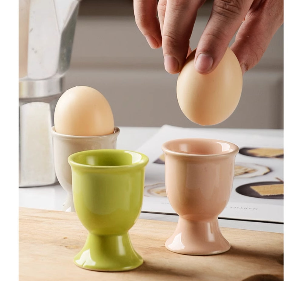 SeptDorf Ceramic Egg Cup yellow Porcelain Holder Breakfast Boiled Cooking Easy to Clean Childhood Memories Kitchen