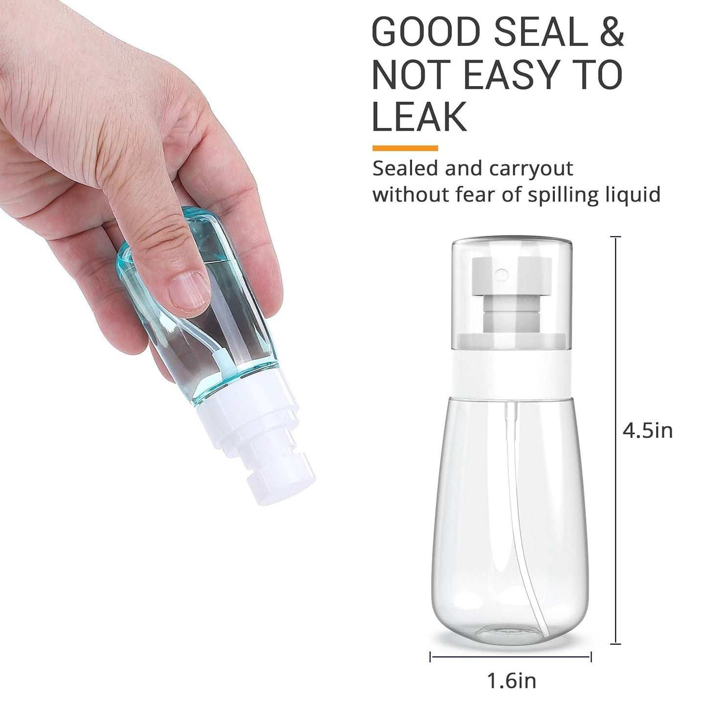 SeptDorf Pack 2 Small Spray Bottle Travel Size 2oz/60ml - Fine Mist Mini Empty Spray Bottles - Leak Proof - for Toners, Face & Hair Mist